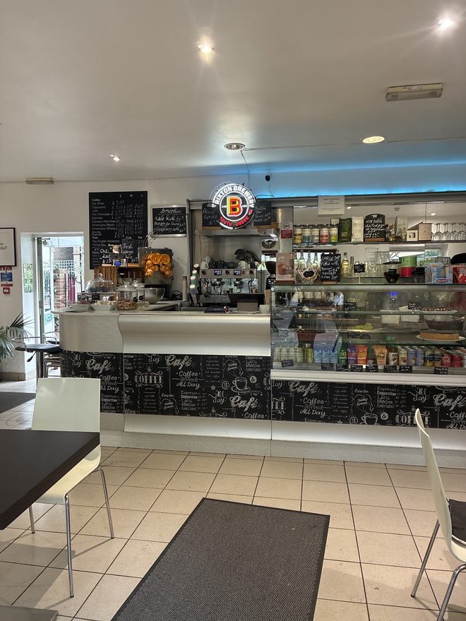 The indoor counter and serving area